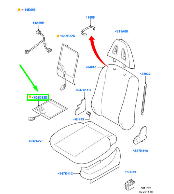 1212334 - NEW FORD FOCUS MK1 FRONT SEAT HEATING PAD 2M51-19K323-AA 1212334 ORIGINAL