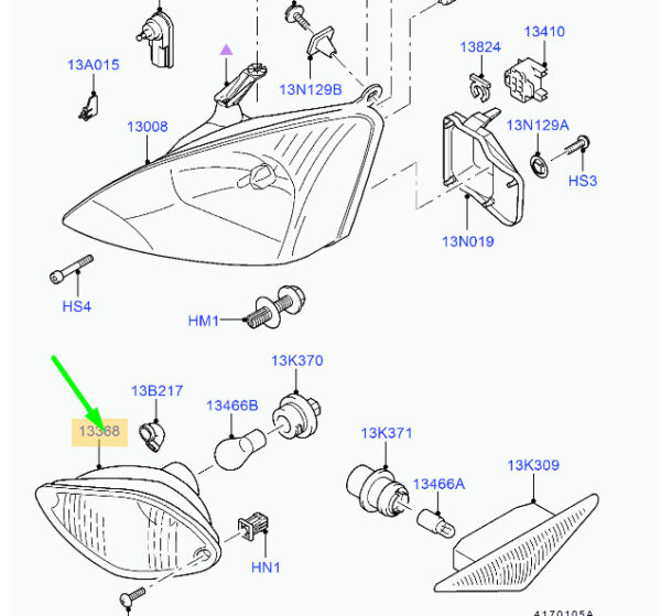 1215917 - NEW FORD FOCUS MK1 FRONT RIGHT FLASHER LAMP 1215917 XS4X-13K384-AG ORIGINAL