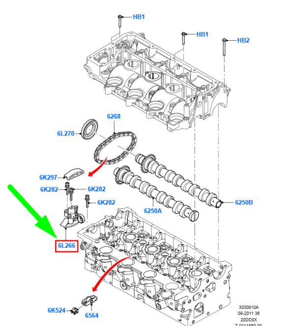 1231971 - NEW FORD KUGA C394 MK1 CONTROL CHAIN TENSIONER 3M5Q-6L266-BA 1231971 ORIGINAL