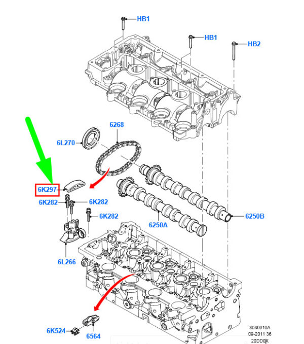 1231977 - NEW FORD C-MAX MK1 CAMSHAFT TIMING CHAIN GUIDE 1231977 3M5Q-6M256-AA ORIGINAL