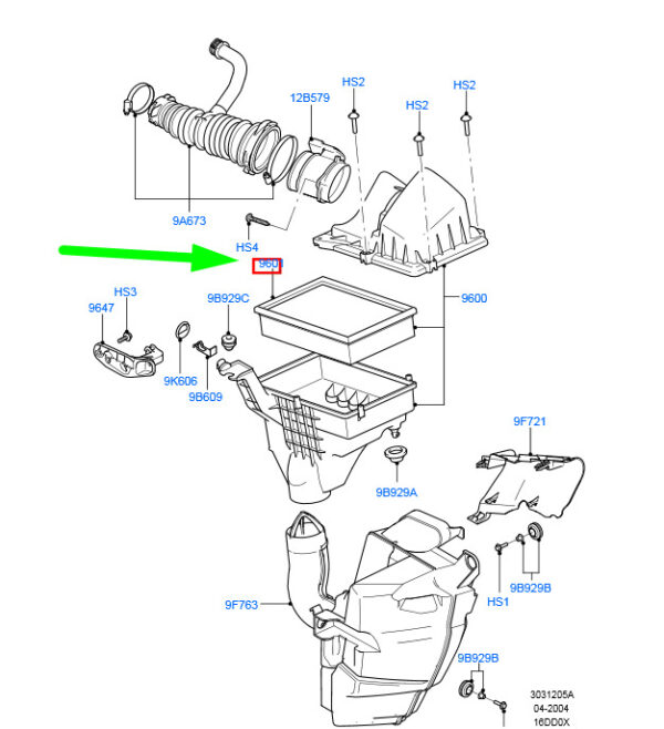 1232095 - NEW FORD FOCUS MK2 AIR CLEANER ELEMENT 3M51-9601-DA 1232095 ORIGINAL