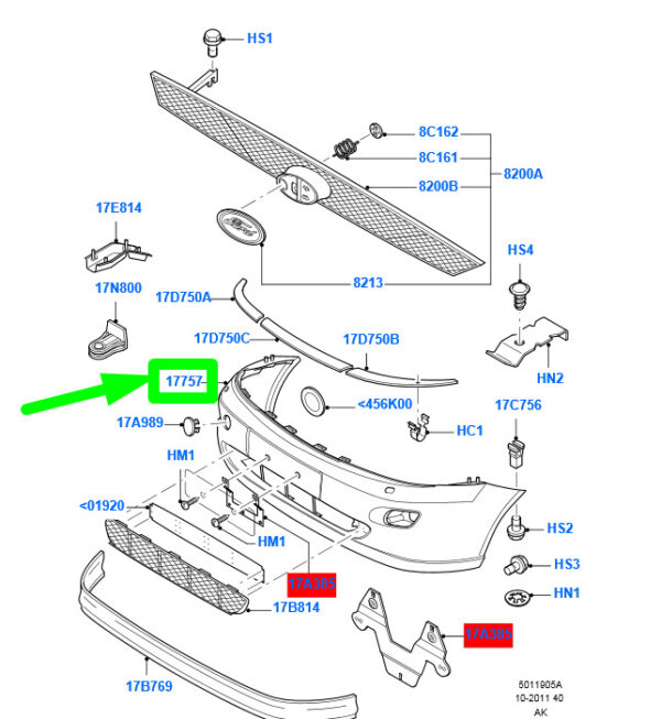 1233852 - NEW FORD FOCUS MK2 FRONT BUMPER COVER RM98AB-17757-JDXWAA 1233852 ORIGINAL