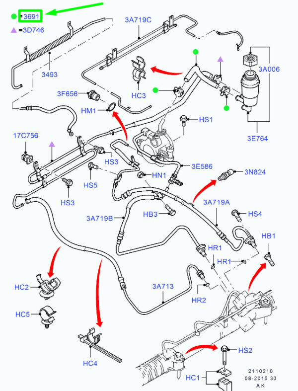 1317866 - NEW FORD FOCUS MK1 POWER STEERING HOSE 1317866 98AG-3691-CH ORIGINAL