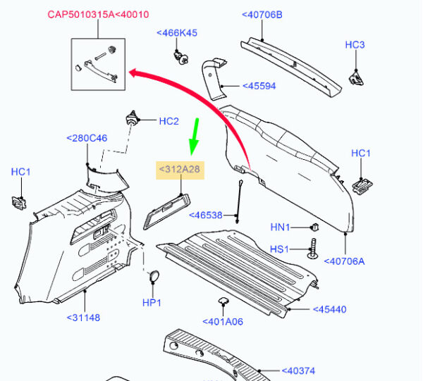 1322966 - FORD FOCUS C-MAX LOAD COMPARTMENT RIGHT PLATE TRIM 1322966 NEW GENUINE