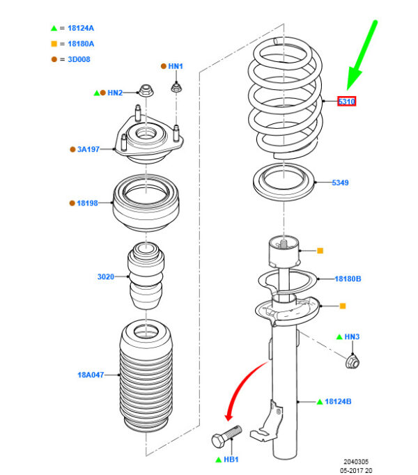 1329549 - NEW FORD FIESTA BE256 MK5 FRONT COIL SPRING 1329549 2S61-5310-GA ORIGINAL