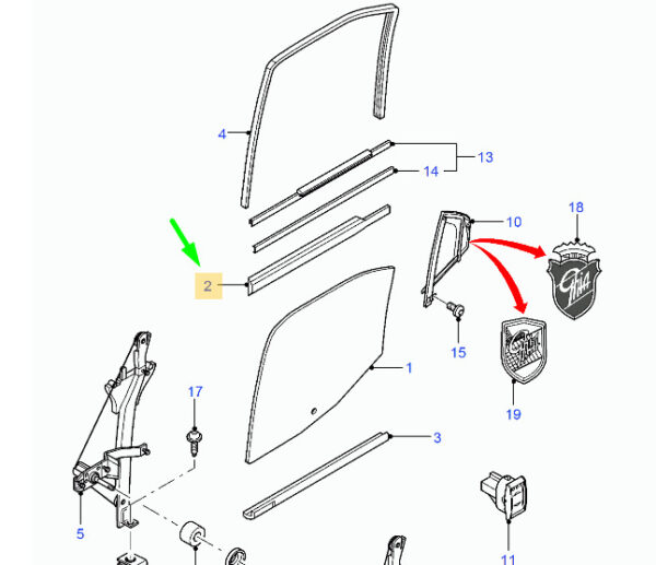 1349999 - NEW FORD MONDEO MK2 REAR LEFT OUTER WINDOW BELT -WEATHERSTRAP 1349999