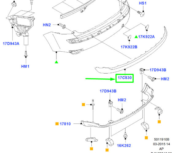 1352837 - NEW FORD FOCUS C-MAX REAR BUMPER MOULDING TRIM 4M51-17E911-AB 1352837 ORIGINAL