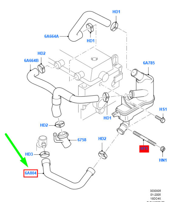 1352884 - NEW FORD FOCUS MK2 EMISSION CONTROL HOSE ASSY 1352884 4M5Q-6A804-AC ORIGINAL