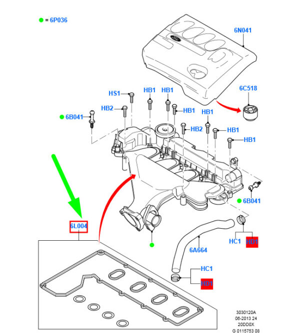 1365586 - NEW FORD C-MAX MK1 INLET MANIFOLD COVER SEAL SET 1365586 3M5Q-6L004-CA ORIGINAL