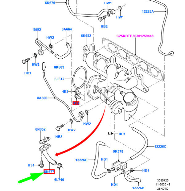 1371734 - NEW FORD KUGA MK1 C394 TURBOCHARGER OIL RETURN CONNECTING PIPE 1371734 GENUINE