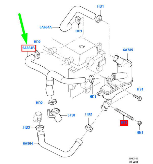 1387936 - NEW FORD FOCUS MK2 CRANKCASE OIL SEPARATOR HOSE 4M5Q-6K869-AC 1387936 ORIGINAL