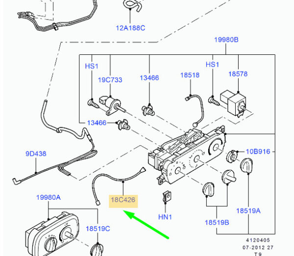 1406323 - NEW FORD TRANSIT MK3 HEATING CONTROL CABLE 6C11-18C426-BA 1406323 ORIGINAL