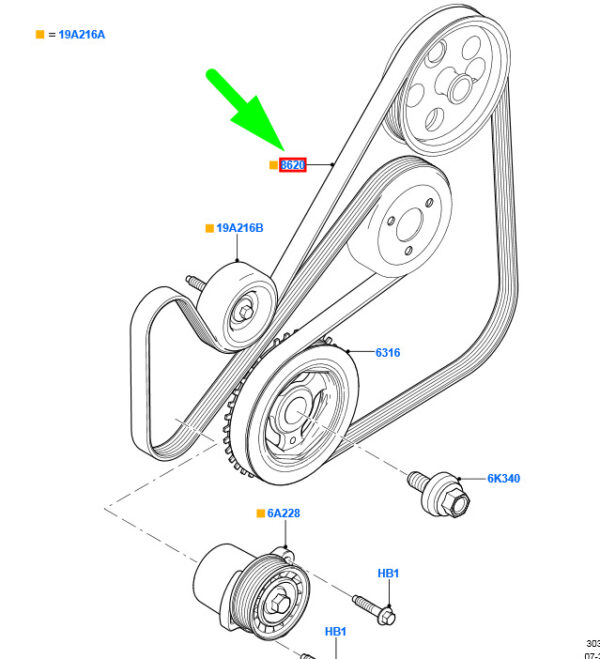 1416245 - NEW FORD GALAXY MK2 DRIVE V-BELT 1416245 6G9Q-6C301-CA ORIGINAL