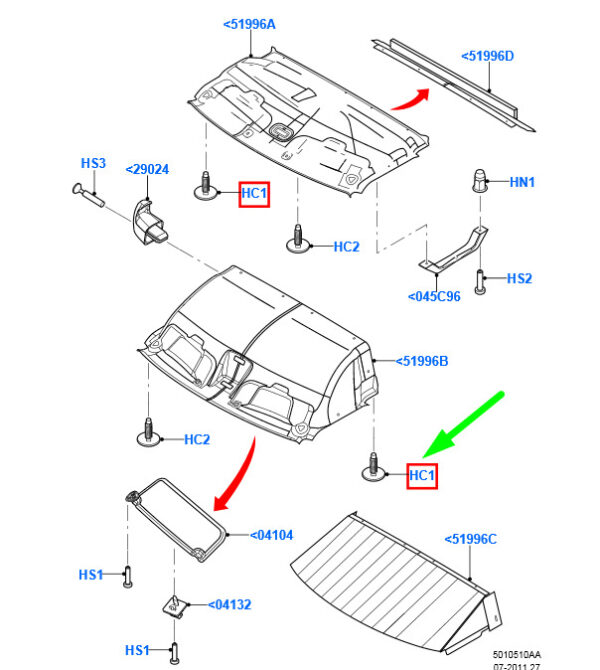 1417996 - Ford Transit MK3 Roof and Sun Visors Holding Pen 1417996 NEW ORIGINAL