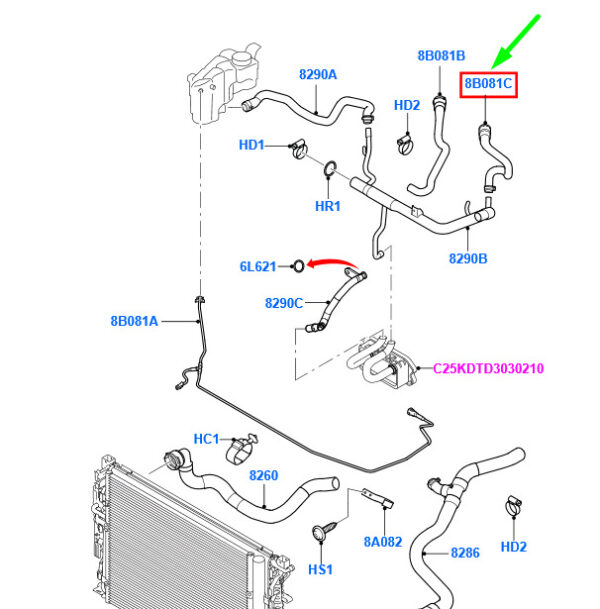 1428572 - NEW FORD MONDEO MK3 HEATER WATER HOSE 6G91-8B160-BB 1428572 ORIGINAL