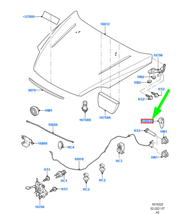 1430917 - NEW FORD MONDEO MK4 FRONT HOOD CONTROL CABLE HANDLE 1430917 ORIGINAL