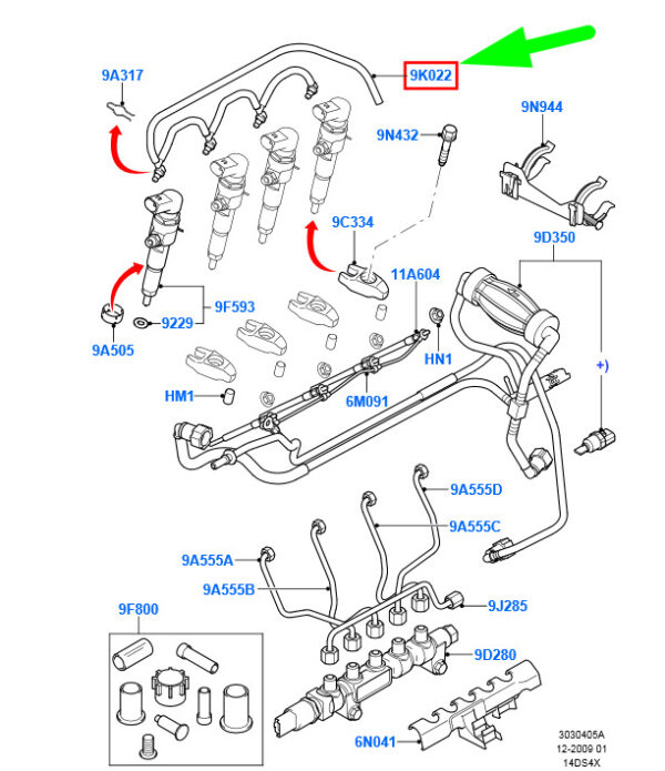 1444974 - NEW FORD FIESTA WS MK5 FUEL INJECTOR TUBE ASSY 2S6Q-9K022-BD 1444974 ORIGINAL