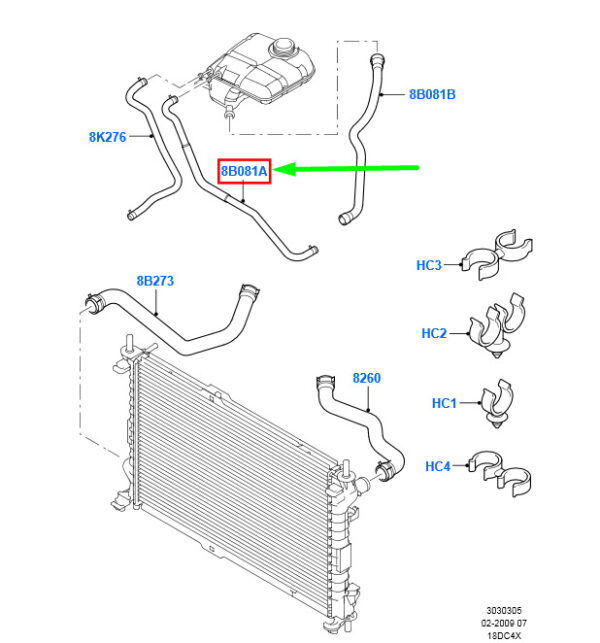 1451530 - NEW FORD TRANSIT CONNECT MK1 COOLING OVERFLOW CONTAINER HOSE 1451530 ORIGINAL