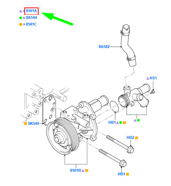 1459513 - NEW FORD TRANSIT MK3 WATER PUMP ASSY 7C16-8A558-AA 1459513 ORIGINAL