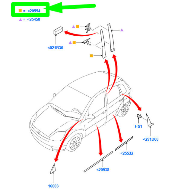 1473673 - NEW FORD FIESTA WS MK5 FRONT DOOR RIGHT COLUMN SHAPES 1473673 ORIGINAL
