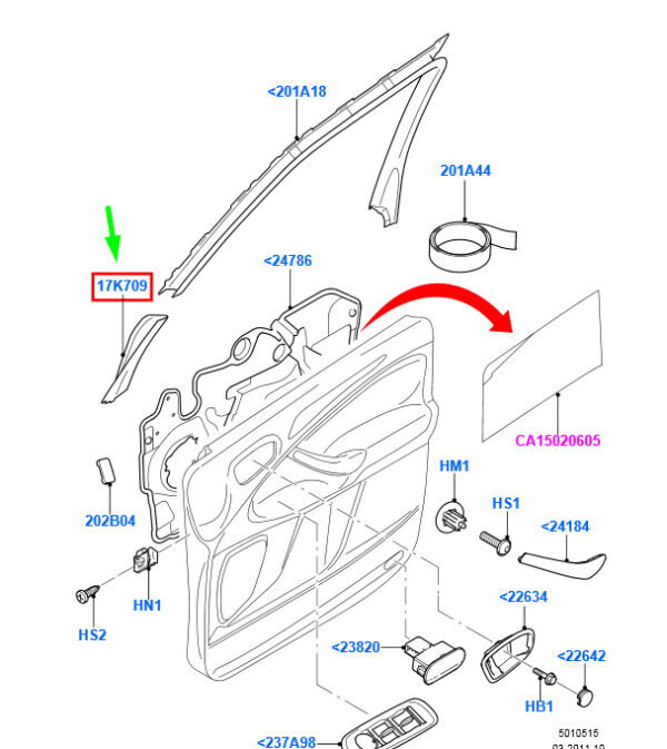 1475713 - NEW FORD GALAXY MK2 FRONT LEFT DOOR TRIM 1475713 6M21-20297-BF3YW