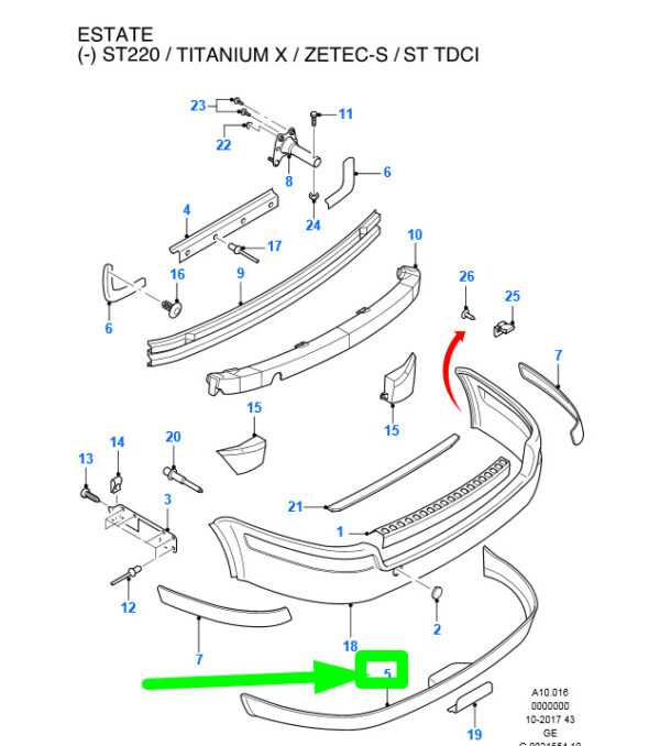 1480279 - NEW FORD MONDEO MK3 ESTATE REAR BUMPER BAR SIDE EXTENSION 1480279 ORIGINAL