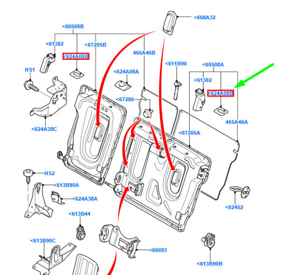 1486098 - NEW FORD MONDEO MK3 REAR SEAT LATCH BEZEL 7S71-A624A08-BA3YYW 1486098 ORIGINAL