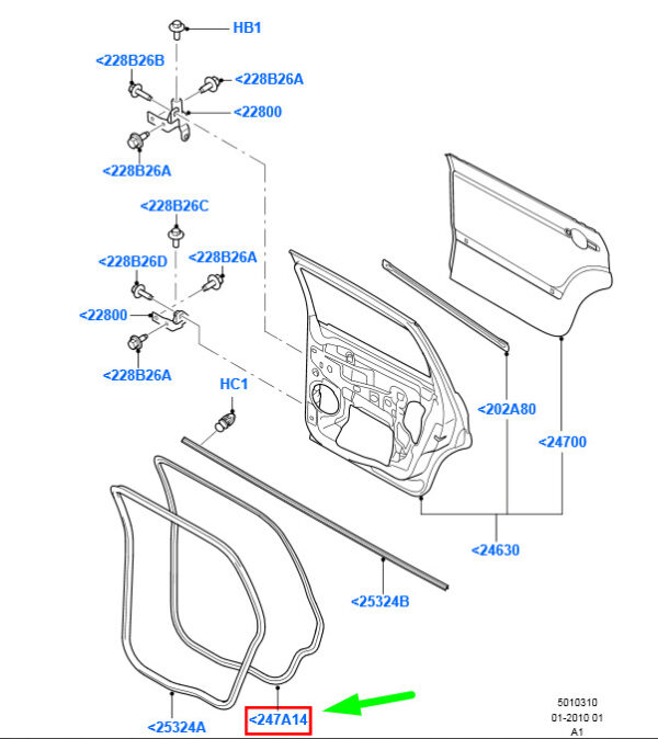 1494513 - Ford Galaxy MK2 Right Rear Door Gasket 1494513 6M21-U247A14-AJ NEW Original