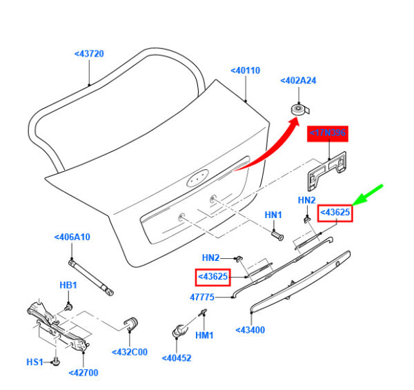 1498138 - NEW FORD FOCUS MK2 TRUNK FLAP RIGHT PAD 1498138 ORIGINAL