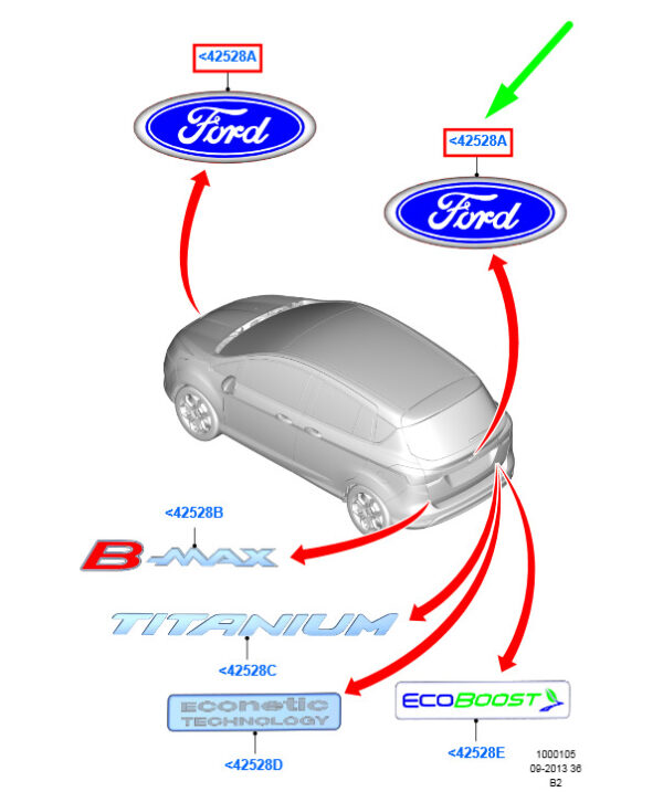 1532603 - NEW FORD B-MAX B232 OVAL FORD EMBLEM BADGE 1532603 8U5A-19H250-CA ORIGINAL
