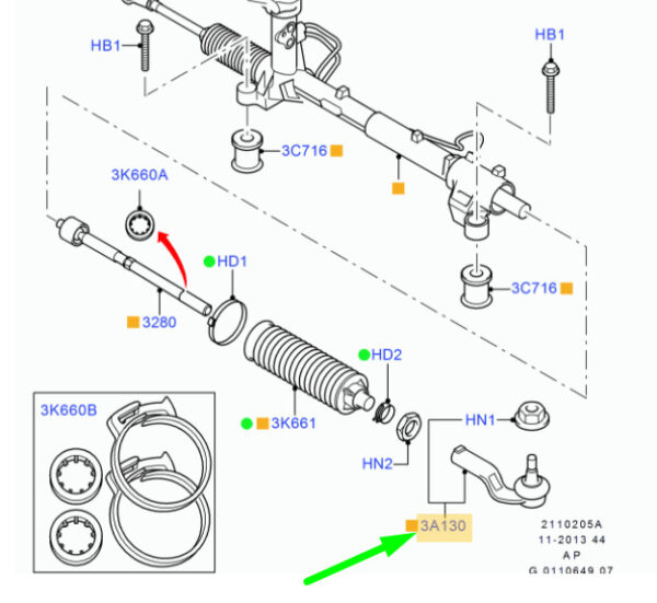 1541811 - NEW FORD C-MAX MK1 STEERING GEAR LEFT SPINDLE ROD CONNECTING END 1541811