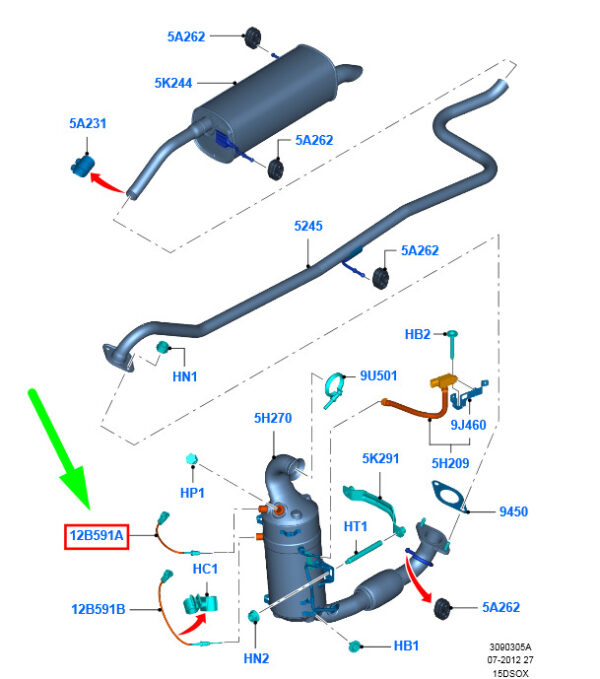 1543768 - NEW FORD B-MAX B232 EXHAUST GAS TEMPERATURE SENSOR 1543768 ORIGINAL