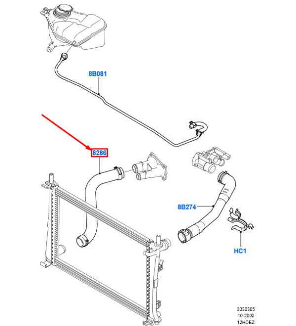 1546445 - NEW FORD FIESTA BE256 MK5 RADIATOR LOWER HOSE ASSY 1546445 2S6H-8B273-AD