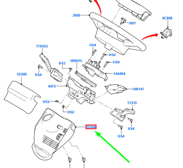 1551546 - NEW FORD TRANSIT MK3 STEERING COLUMN LOWER SHROUD ASSY 1551546 ORIGINAL