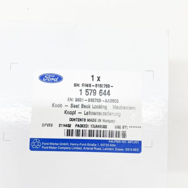 1579644 - FORD KA MK2 Front Left Seat Back Knob 1579644 9S51-B62763-AA38C5 NEW GENUINE