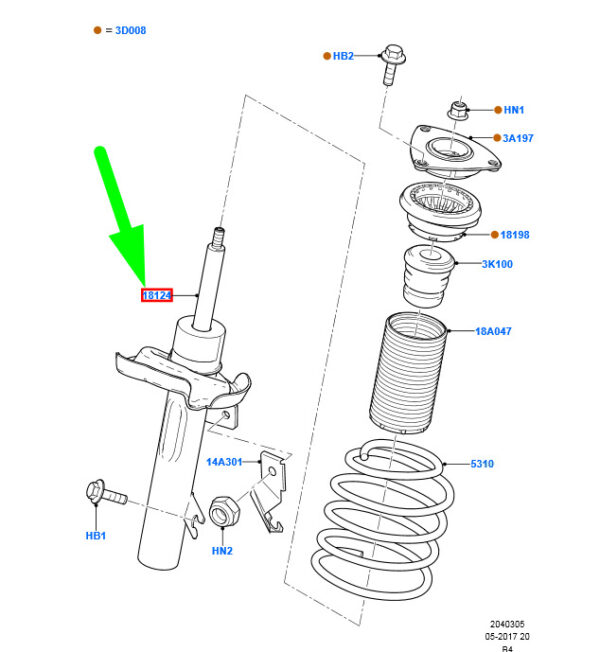 1595291 - NEW FORD FOCUS MK2 FRONT RIGHT SHOCK ABSORBER 1595291 4M51-18045-PBD ORIGINAL