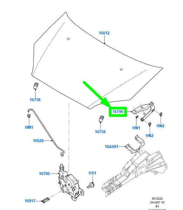 1595401 - NEW FORD C-MAX MK1 FRONT RIGHT BONNET HINGE 3M51-16800-AJ 1595401 ORIGINAL