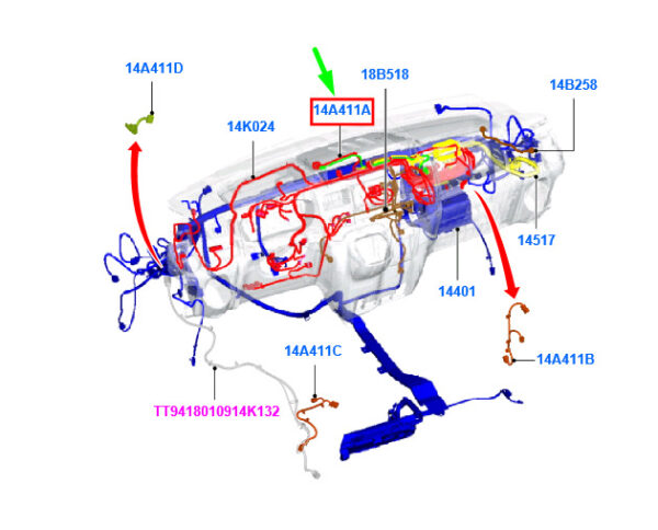 1639510 - NEW FORD TRANSIT MK3 FRONT WIPER MOTOR WIRE KIT 1639510 KT9C1T-14A411-AA
