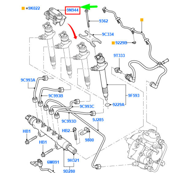 1673996 - NEW FORD TRANSIT MK3 FUEL INJECTOR BRACKET 1673996 6C1Q-9L513-AB GENUINE