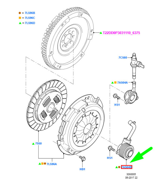 1674914 - NEW FORD TRANSIT MK3 CLUTCH SLAVE CYLINDER 1674914 3C11-7A564-AD ORIGINAL