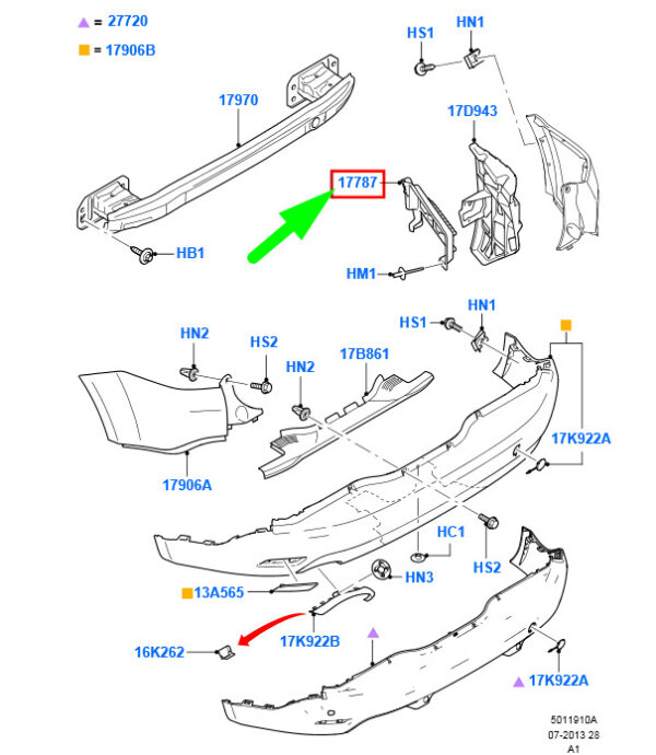 1675496 - NEW FORD GALAXY MK2 REAR RIGHT BUMPER BRACKET 1675496 6M21-17A881-AF ORIGINAL