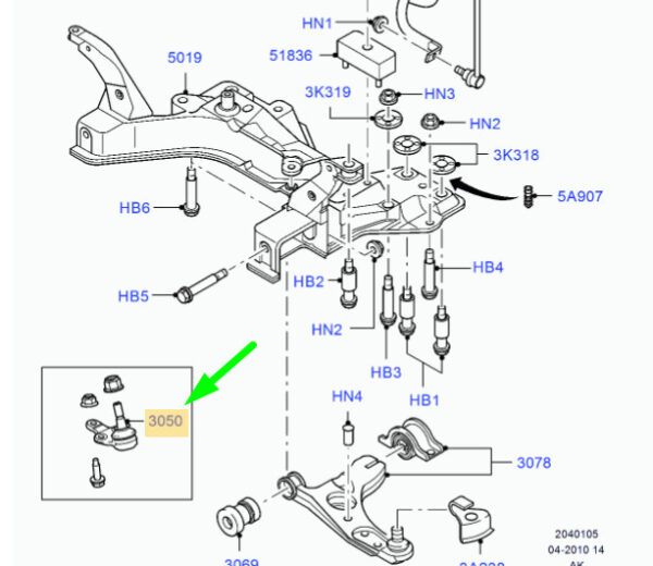 1679401 - NEW FORD FOCUS MK1 FRONT BALL JOINT ASSY 1679401 ME98AG-3395-AA ORIGINAL