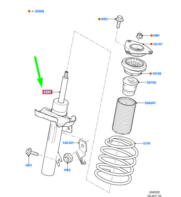 1681181 - NEW FORD FOCUS MK2 FRONT RIGHT SHOCK ABSORBER 1681181 4M51-18045-ACF ORIGINAL