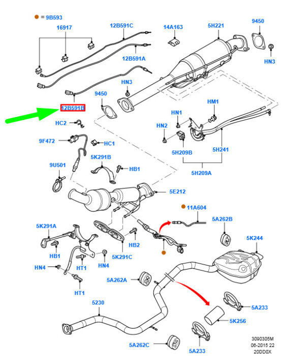 1681282 - NEW FORD MONDEO MK4 EXHAUST GAS TEMPERATURE SENSOR 1681282 ORIGINAL