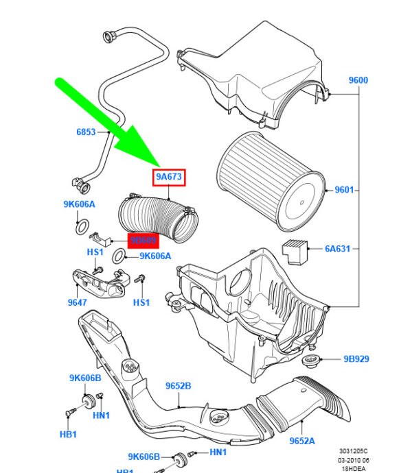 1684286 - NEW FORD C-MAX MK1 AIR CLEANER TUBE ASSY 7M51-9A673-LC 1684286 ORIGINAL