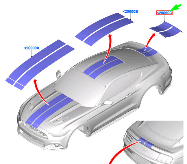 1925736 - NEW FORD MUSTANG COUPE MK6 REAR STRIP DECAL KIT 1925736 ORIGINAL