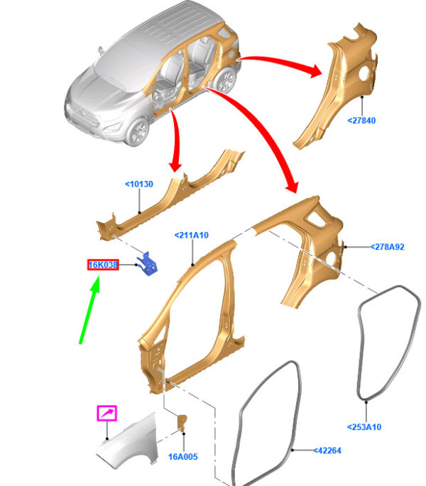 2170047 - NEW FORD ECOSPORT MK2 BK FENDER FRONT RIGHT REAR BRACKET 2170047