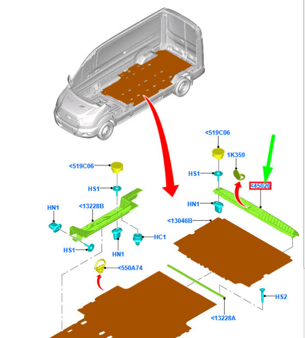 2191778 - NEU FORD TRANSIT MK4 FLOOR HECKVERZIERUNGSKANEEL ABDECKUNG ASSY 2191778 ORIGINAL