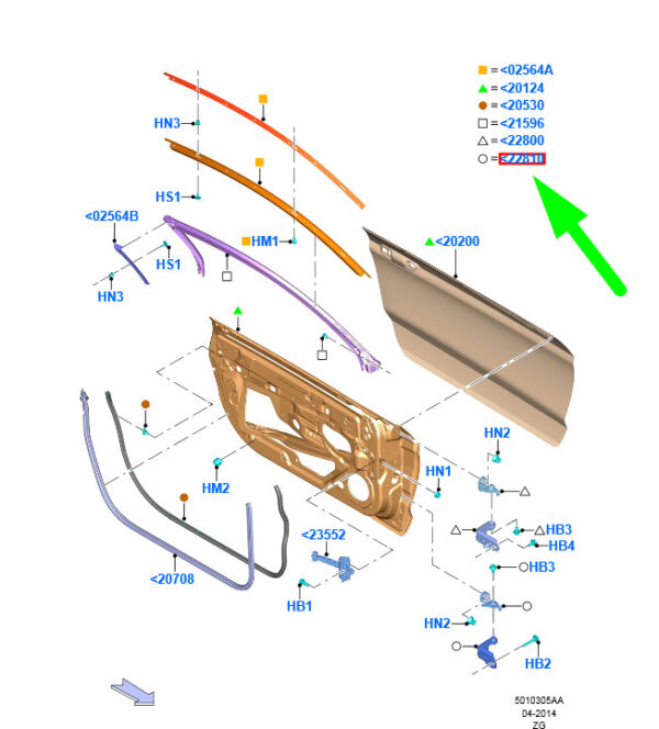 2271299 - NEW FORD MUSTANG COUPE MK6 FRONT RIGHT DOOR LOWER HINGE 2271299 ORIGINAL