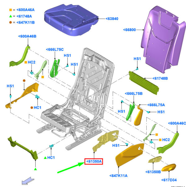 2345221 - Ford Galaxy MK3, exterior insulation for rear left seat, 2345221, original part